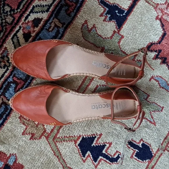 Viscata Womens Rust Brown Leather Espadrille Sandals Ankle Strap/Buckle S-9/EU40