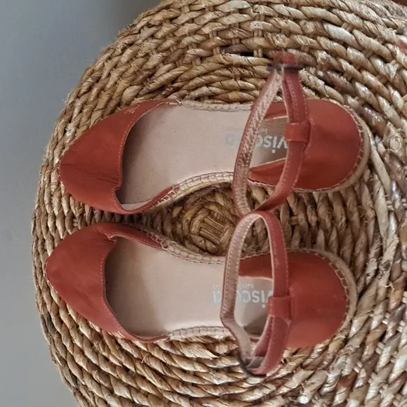 Viscata Womens Rust Brown Leather Espadrille Sandals Ankle Strap/Buckle S-9/EU40