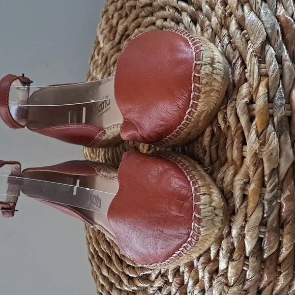 Viscata Womens Rust Brown Leather Espadrille Sandals Ankle Strap/Buckle S-9/EU40