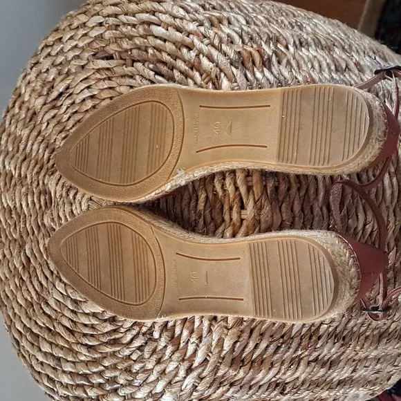 Viscata Womens Rust Brown Leather Espadrille Sandals Ankle Strap/Buckle S-9/EU40