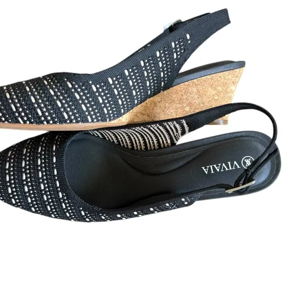 Vivaia NEW Tamia Almond-Toe Slingback Wedge Sandals