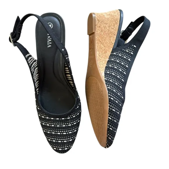 Vivaia NEW Tamia Almond-Toe Slingback Wedge Sandals