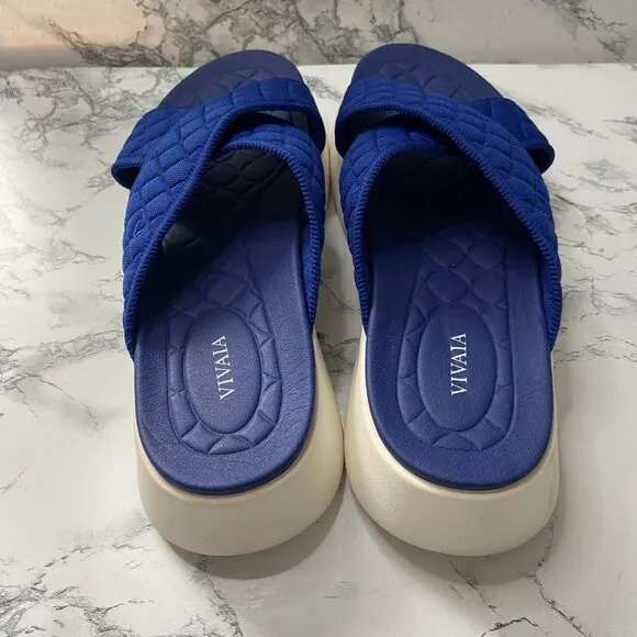 Vivaia Women 41.5 US 10 Sport Sandals Katarina Slide Slip On Quilted Blue Shoe