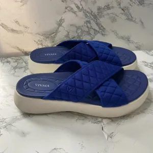 Vivaia Women 41.5 US 10 Sport Sandals Katarina Slide Slip On Quilted Blue Shoe