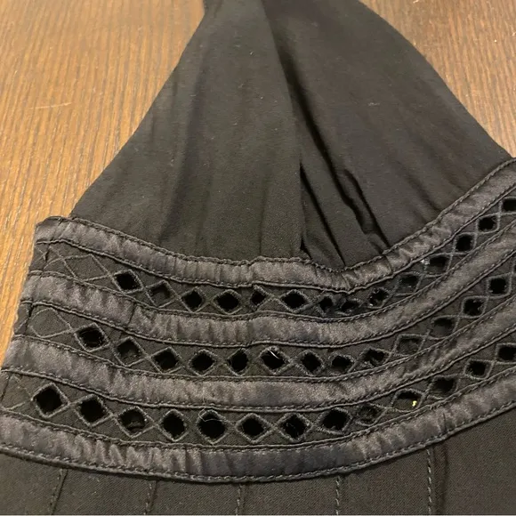 VTG Catherine Malandrino Silk &amp; Wool Blend Black V-neck Pleated Dress Size 10