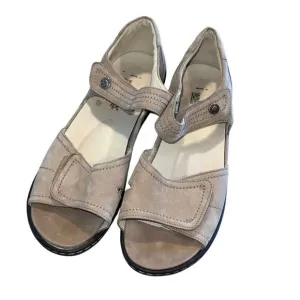 Waldlaufer Womens Hilena Nubuck Sandals Light Taupe Size 10