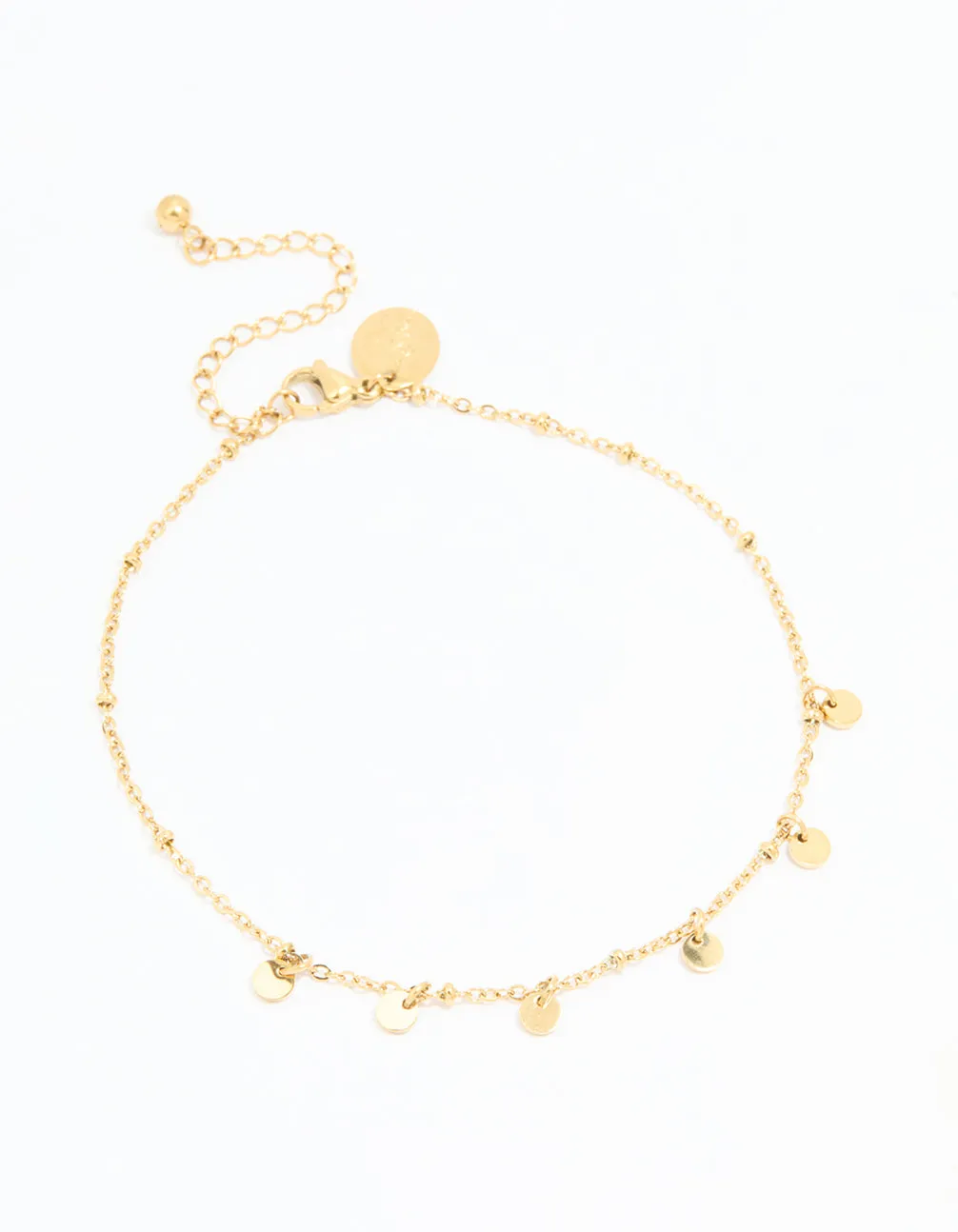 Waterproof Gold Plated Stainless Steel Disc Anklet