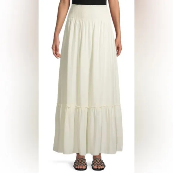 WeWoreWhat | Tiered Ivory Ruffle Maxi Skirt (M)