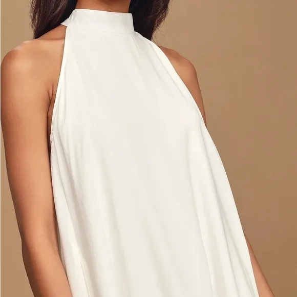 White Halter Swing Dress