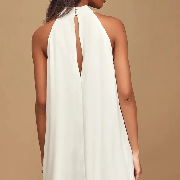 White Halter Swing Dress