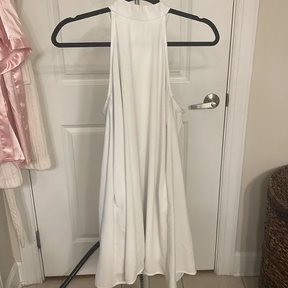 White Halter Swing Dress