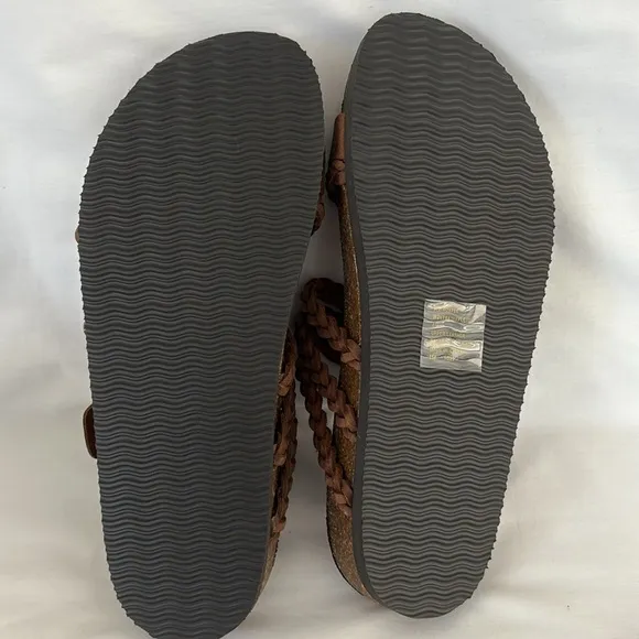 White Mountain Brown Leather Hayleigh Sandals Slip On Boho Braided Women’s 8