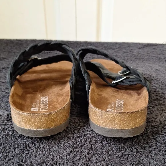 White Mountain Footbeds Holland Black Leather Suede Strappy Adjustable Sandals-9