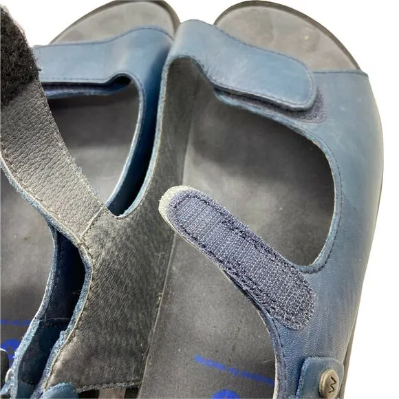 Wolky Womens Blue Leather Adjustable Strap Slingback Sandals Size US 8.5 EUR 40