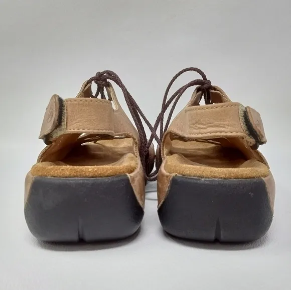 Wolky Womens Tan Kite Leather Open Toe Adjustable Slingback Sandals