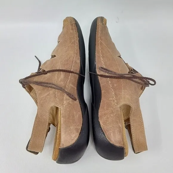 Wolky Womens Tan Kite Leather Open Toe Adjustable Slingback Sandals