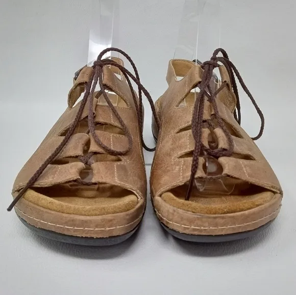 Wolky Womens Tan Kite Leather Open Toe Adjustable Slingback Sandals