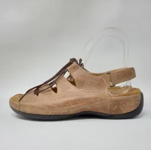 Wolky Womens Tan Kite Leather Open Toe Adjustable Slingback Sandals