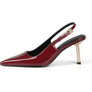 Women Closed Toe 3.5 IN Kitten Red Heels Women Pumps Square Toe Heeled Sandals