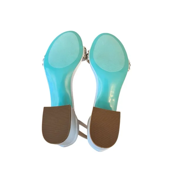 Women's 9.5 Betsey Johnson Mel Sandals 9.5M, Off-White with Rhinestones NEW