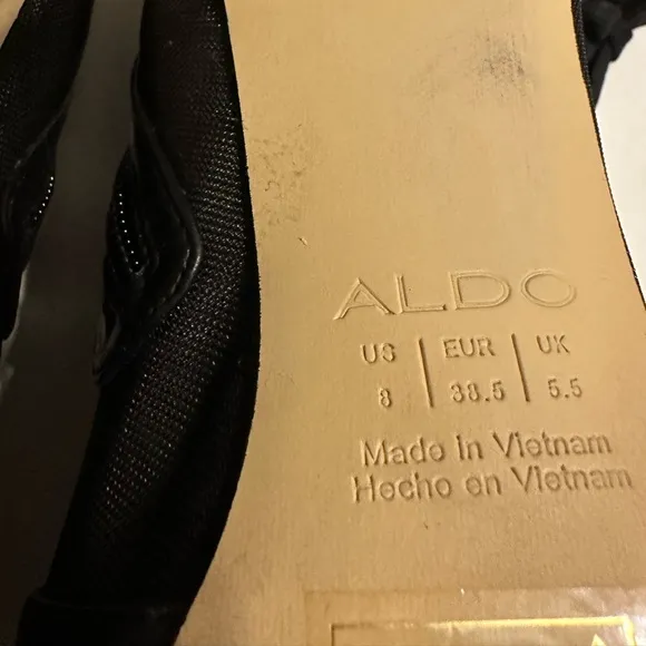 Women’s ALDO Black Sandals Mesh Lace Heels Size 8