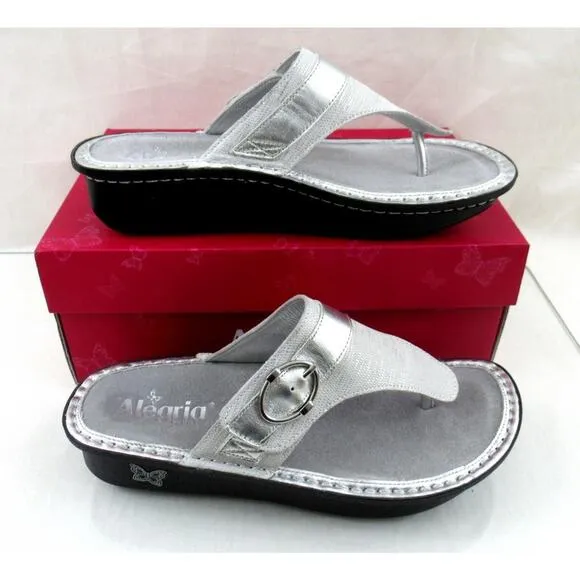 Women's Alegria Codi COD-886 Adjustable Strap Thong Sandals Comfort White