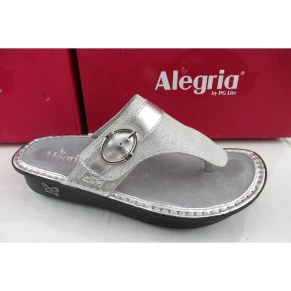 Women's Alegria Codi COD-886 Adjustable Strap Thong Sandals Comfort White