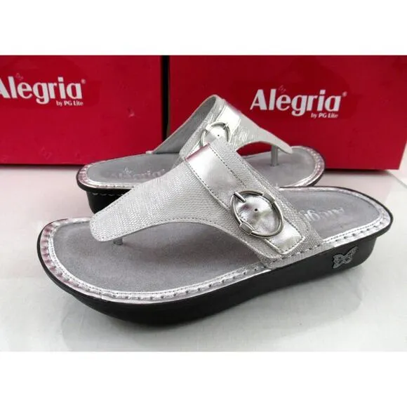 Women's Alegria Codi COD-886 Adjustable Strap Thong Sandals Comfort White