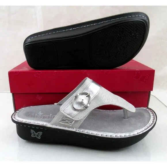 Women's Alegria Codi COD-886 Adjustable Strap Thong Sandals Comfort White