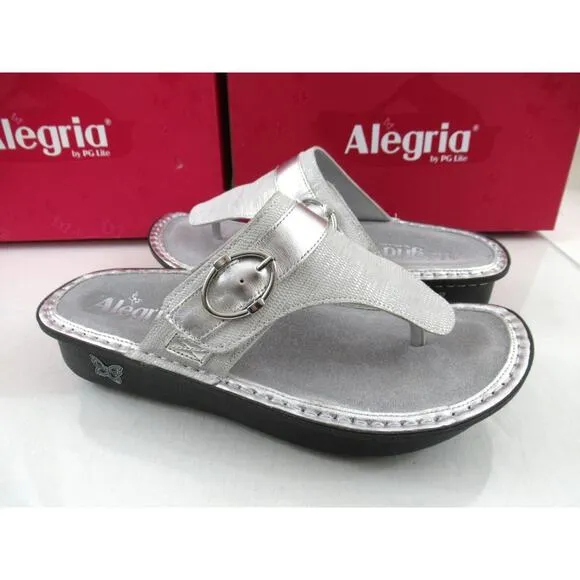 Women's Alegria Codi COD-886 Adjustable Strap Thong Sandals Comfort White