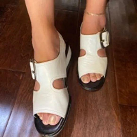 Women's Bibiana's Sandals White Leather Slingback Buckle Size 8M