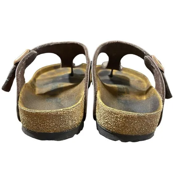 Women's Birkenstock Gizeh Birko-Flor Brown Thong Sandals Size 37