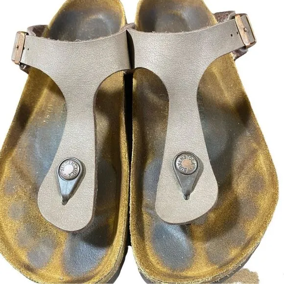 Women's Birkenstock Gizeh Birko-Flor Brown Thong Sandals Size 37