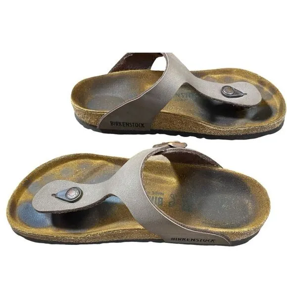 Women's Birkenstock Gizeh Birko-Flor Brown Thong Sandals Size 37