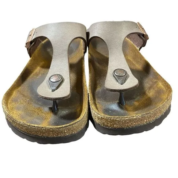 Women's Birkenstock Gizeh Birko-Flor Brown Thong Sandals Size 37