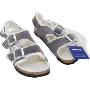 Women's Birkenstock Milano Purple Furry Leather Sandals Size EU 41