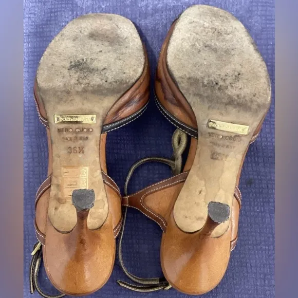 Women's Dolce &amp; Gabbana BrownLeather High Heel Sandals Size 36.5- US size 6.5