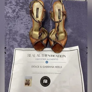 Women's Dolce &amp; Gabbana BrownLeather High Heel Sandals Size 36.5- US size 6.5