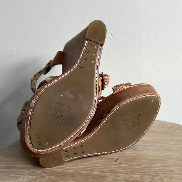 Women's Frye Wedge Sandals Brown Multi Size Unknown