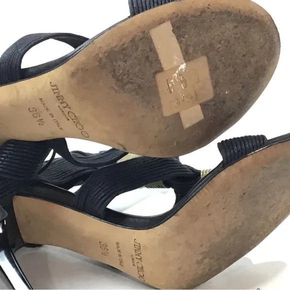 Women’s Jimmy Choo Black/Gold High Heels Sandals Size 36.5