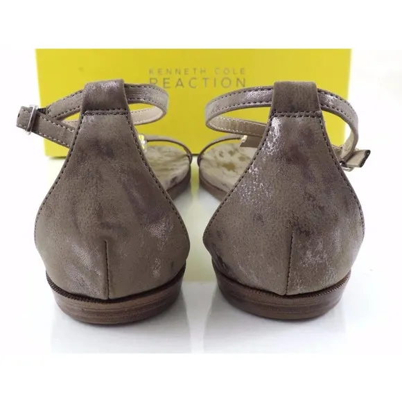 Women's Kenneth Cole Reaction Bon Net T3 Beaded T-Strap Sandals Taupe Size 8.5