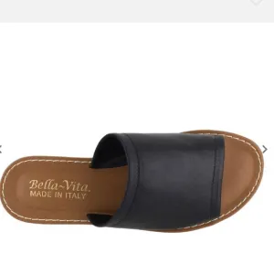 Women’s Leather Shoes Size 8W BELLA VITA ROS-ITALY SANDALS Extra Comfy Black NEW
