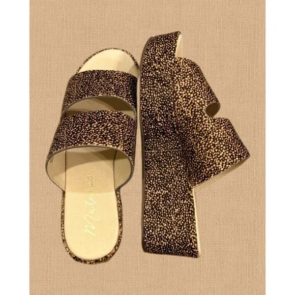 Women’s Matisse Struttin Platform Cow Hair Sandals Brown &amp; Tan Size 9 NWT