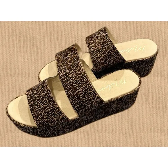 Women’s Matisse Struttin Platform Cow Hair Sandals Brown &amp; Tan Size 9 NWT