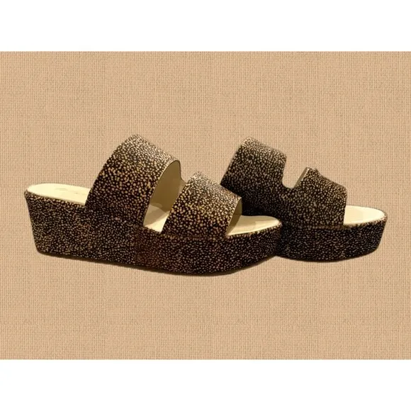 Women’s Matisse Struttin Platform Cow Hair Sandals Brown &amp; Tan Size 9 NWT