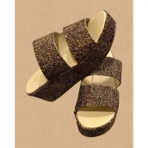 Women’s Matisse Struttin Platform Cow Hair Sandals Brown &amp; Tan Size 9 NWT