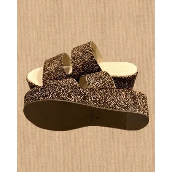 Women’s Matisse Struttin Platform Cow Hair Sandals Brown &amp; Tan Size 9 NWT