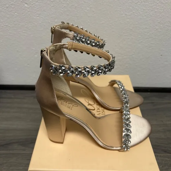Women's Mayra Block Heel Evening Sandals Champagne Satin