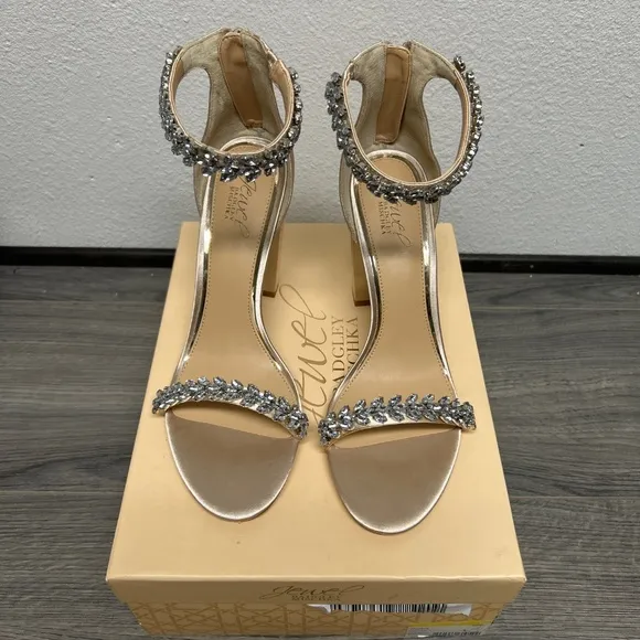Women's Mayra Block Heel Evening Sandals Champagne Satin