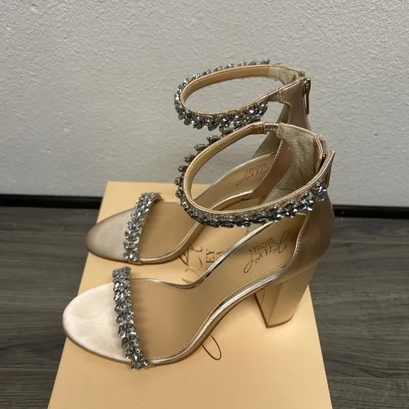 Women's Mayra Block Heel Evening Sandals Champagne Satin